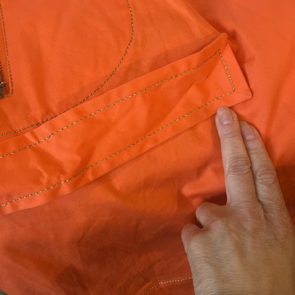 Vintage Orange Trench Coat Sherry Cassin Belted Utility Jacket Womens Size L - Picture 12 of 15